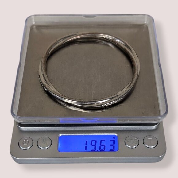 V. Double Twist White Rhinestone Bangle Bracelet - Picture 4 of 4